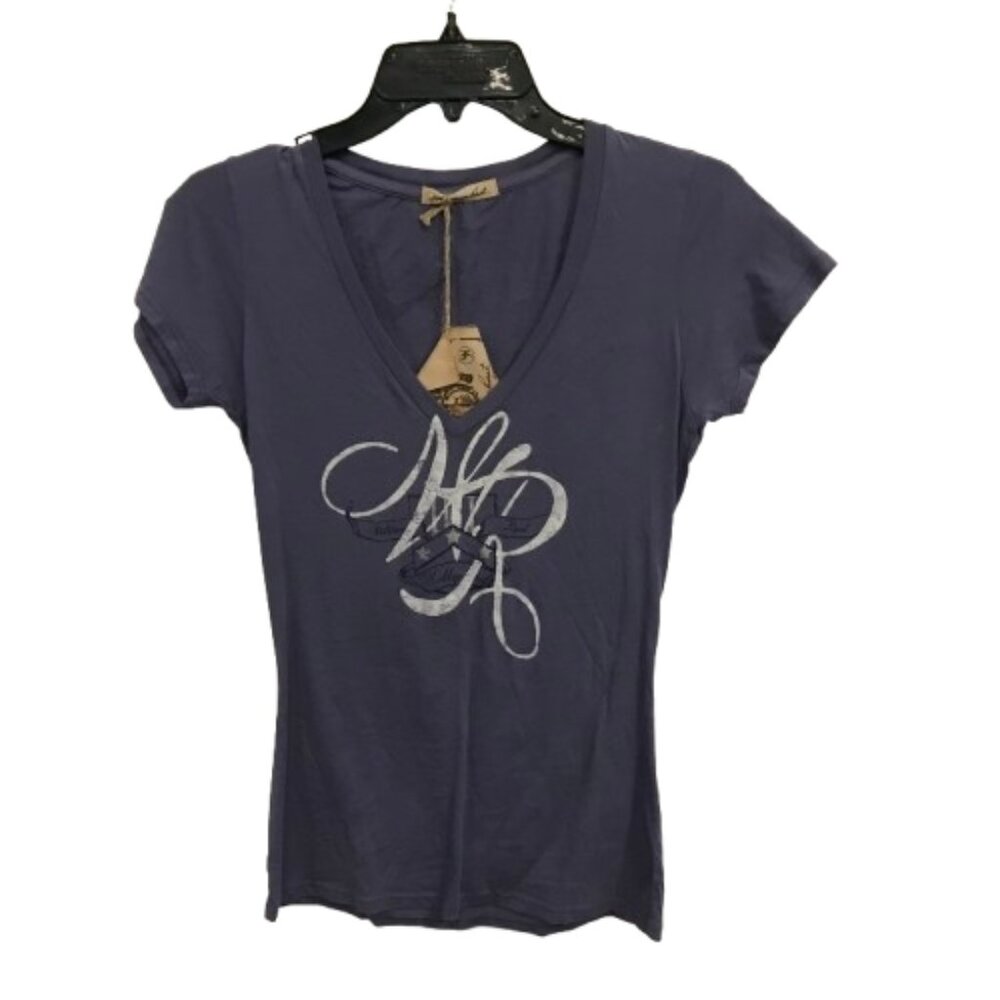 NWT William Rast Womens Size Small Purple Graphic Print T-Shirt NEW